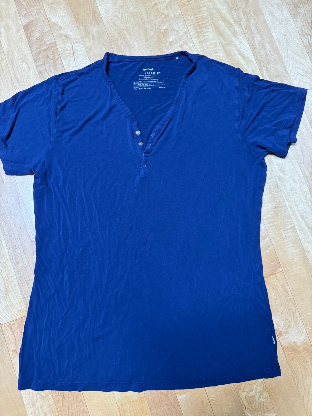 PLAY Little Sleepies Women's Short Sleeve Pajama Top bamboo medium navy blue